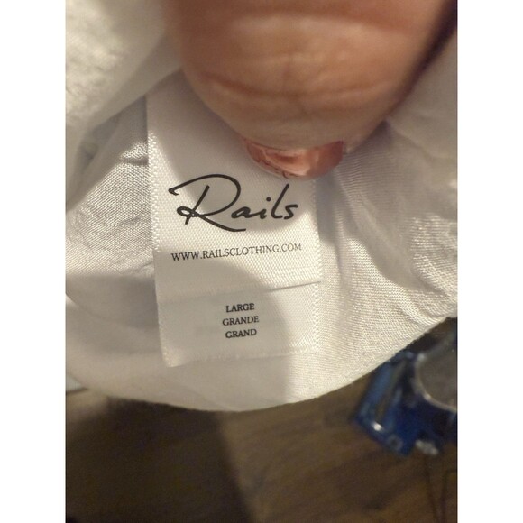 Rails Large L Blue Ludlow Stripe V Tie Neck Short Sleeve Linen Mini Dress - Picture 3 of 4